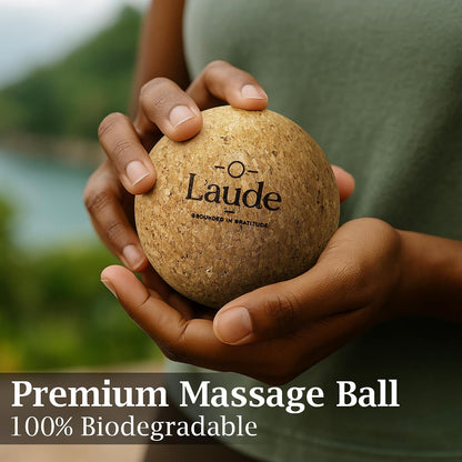Laude Cork Yoga Mat + Ball Set – Sustainable Non Slip Yoga Mat with Strap – Thick Yoga Mat, Pilates Mat Thick & Workout Mat – Eco-Friendly Cork & Rubber Mat with Alignment Lines, Superior Grip, Sweat-Resistant & Durable 72"x26"