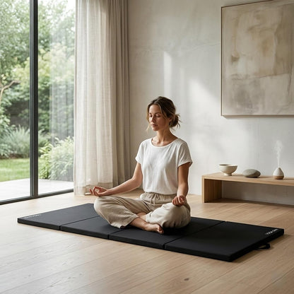 Bip Washable Yoga High Destiny Foam Foldable Mat for Men and Women, 72 X 24X 22 Mm, 22 Mm Thick Mat (Black)