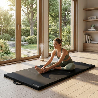 Bip Washable Yoga High Destiny Foam Foldable Mat for Men and Women, 72 X 24X 22 Mm, 22 Mm Thick Mat (Black)