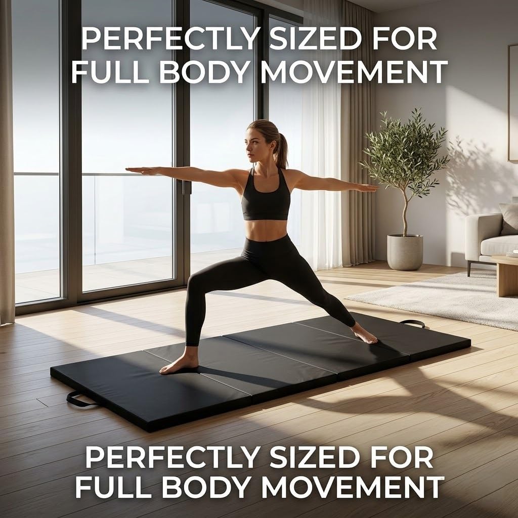 Bip Washable Yoga High Destiny Foam Foldable Mat for Men and Women, 72 X 24X 22 Mm, 22 Mm Thick Mat (Black)