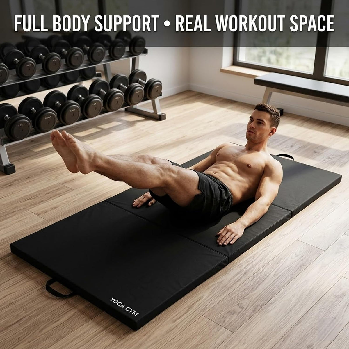 Bip Washable Yoga High Destiny Foam Foldable Mat for Men and Women, 72 X 24X 22 Mm, 22 Mm Thick Mat (Black)