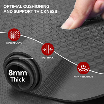 Extra Large Yoga Mat 6'x4'(1/3" & 1/4" Thick), Non-Slip, Ultra Durable, Wide Workout Mat, Wide Exercise Mats for Home Workouts, Yoga, Pilates, Stretching (Barefoot Exercise)