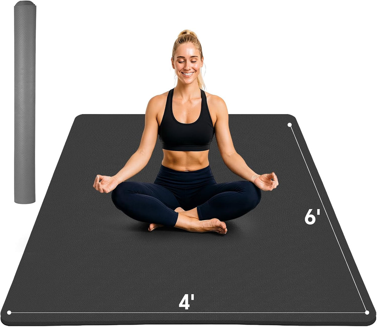 Extra Large Yoga Mat 6'x4'(1/3" & 1/4" Thick), Non-Slip, Ultra Durable, Wide Workout Mat, Wide Exercise Mats for Home Workouts, Yoga, Pilates, Stretching (Barefoot Exercise)