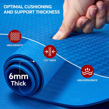 Extra Large Yoga Mat 6'x4'(1/3" & 1/4" Thick), Non-Slip, Ultra Durable, Wide Workout Mat, Wide Exercise Mats for Home Workouts, Yoga, Pilates, Stretching (Barefoot Exercise)