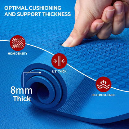 Extra Large Yoga Mat 6'x4'(1/3" & 1/4" Thick), Non-Slip, Ultra Durable, Wide Workout Mat, Wide Exercise Mats for Home Workouts, Yoga, Pilates, Stretching (Barefoot Exercise)