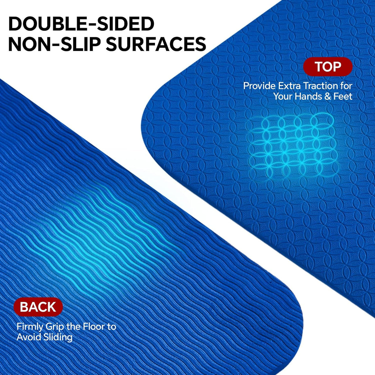 Extra Large Yoga Mat 6'x4'(1/3" & 1/4" Thick), Non-Slip, Ultra Durable, Wide Workout Mat, Wide Exercise Mats for Home Workouts, Yoga, Pilates, Stretching (Barefoot Exercise)