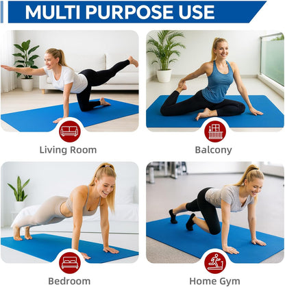 Extra Large Yoga Mat 6'x4'(1/3" & 1/4" Thick), Non-Slip, Ultra Durable, Wide Workout Mat, Wide Exercise Mats for Home Workouts, Yoga, Pilates, Stretching (Barefoot Exercise)