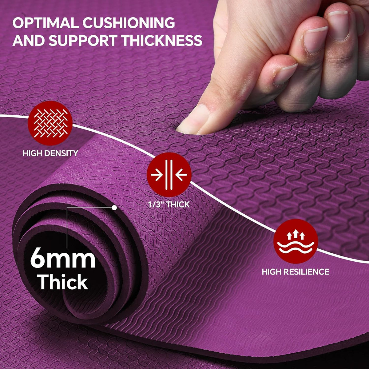 Extra Large Yoga Mat 6'x4'(1/3" & 1/4" Thick), Non-Slip, Ultra Durable, Wide Workout Mat, Wide Exercise Mats for Home Workouts, Yoga, Pilates, Stretching (Barefoot Exercise)