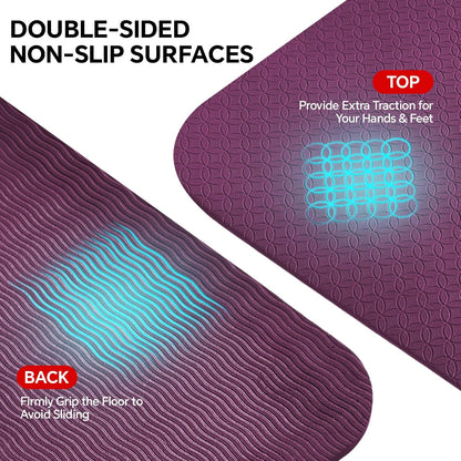 Extra Large Yoga Mat 6'x4'(1/3" & 1/4" Thick), Non-Slip, Ultra Durable, Wide Workout Mat, Wide Exercise Mats for Home Workouts, Yoga, Pilates, Stretching (Barefoot Exercise)