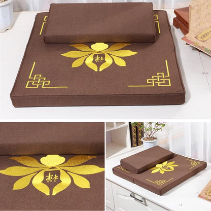 Portable Foldable Meditation Cushion Mat Set with Washable Cotton Linen Cover, Larger Thick Yoga Mat Bolster Floor Pillows Seating for Adults Meditation Accessories coffee-60cm
