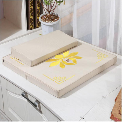 Portable Foldable Meditation Cushion Mat Set with Washable Cotton Linen Cover, Larger Thick Yoga Mat Bolster Floor Pillows Seating for Adults Meditation Accessories coffee-60cm