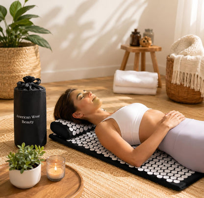 Acupressure Mat & Pillow Set with Carry Bag | Natural Back & Neck Relief | Full Body Acupuncture Massage Mat for Relaxation, Circulation & Better Sleep