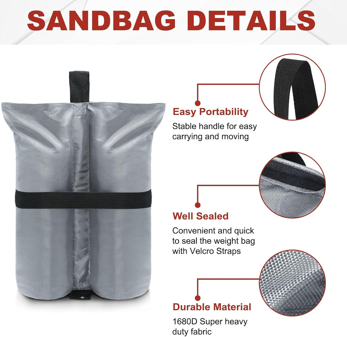 Canopy Weights 120 LBS Tent Sand Bags,4-Pack Gray(No Sand)