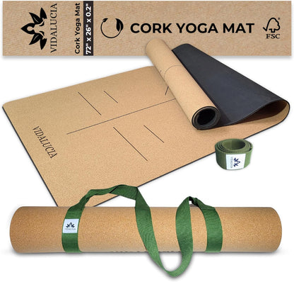 Cork Yoga Mat - 5mm Extra Large 72"x26" Non-Slip Yoga Mat with FSC Certified Portuguese Cork & Natural Rubber Base – Hot Mat for Home & Studio – yoga mat cork