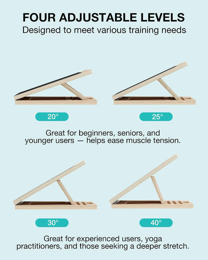 Slant Board for Calf-Stretching - Adjustable Wooden Incline Wedge for Squats and Balance, Portable Calf Stretcher for Ankle, Knee and Achilles Heel Support, Exercise Equipment for Therapy
