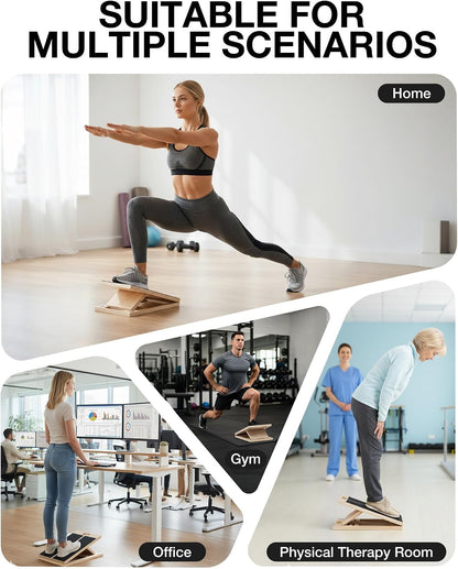 Slant Board for Calf-Stretching - Adjustable Wooden Incline Wedge for Squats and Balance, Portable Calf Stretcher for Ankle, Knee and Achilles Heel Support, Exercise Equipment for Therapy