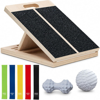 Slant Board for Calf-Stretching - Adjustable Wooden Incline Wedge for Squats and Balance, Portable Calf Stretcher for Ankle, Knee and Achilles Heel Support, Exercise Equipment for Therapy