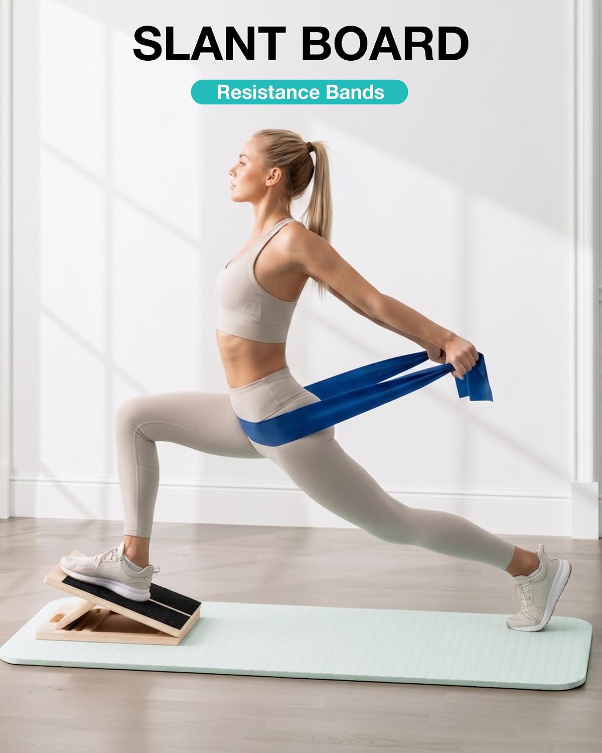 Slant Board for Calf-Stretching - Adjustable Wooden Incline Wedge for Squats and Balance, Portable Calf Stretcher for Ankle, Knee and Achilles Heel Support, Exercise Equipment for Therapy