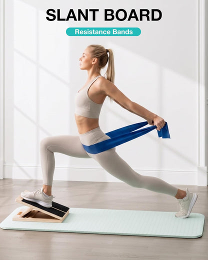 Slant Board for Calf-Stretching - Adjustable Wooden Incline Wedge for Squats and Balance, Portable Calf Stretcher for Ankle, Knee and Achilles Heel Support, Exercise Equipment for Therapy