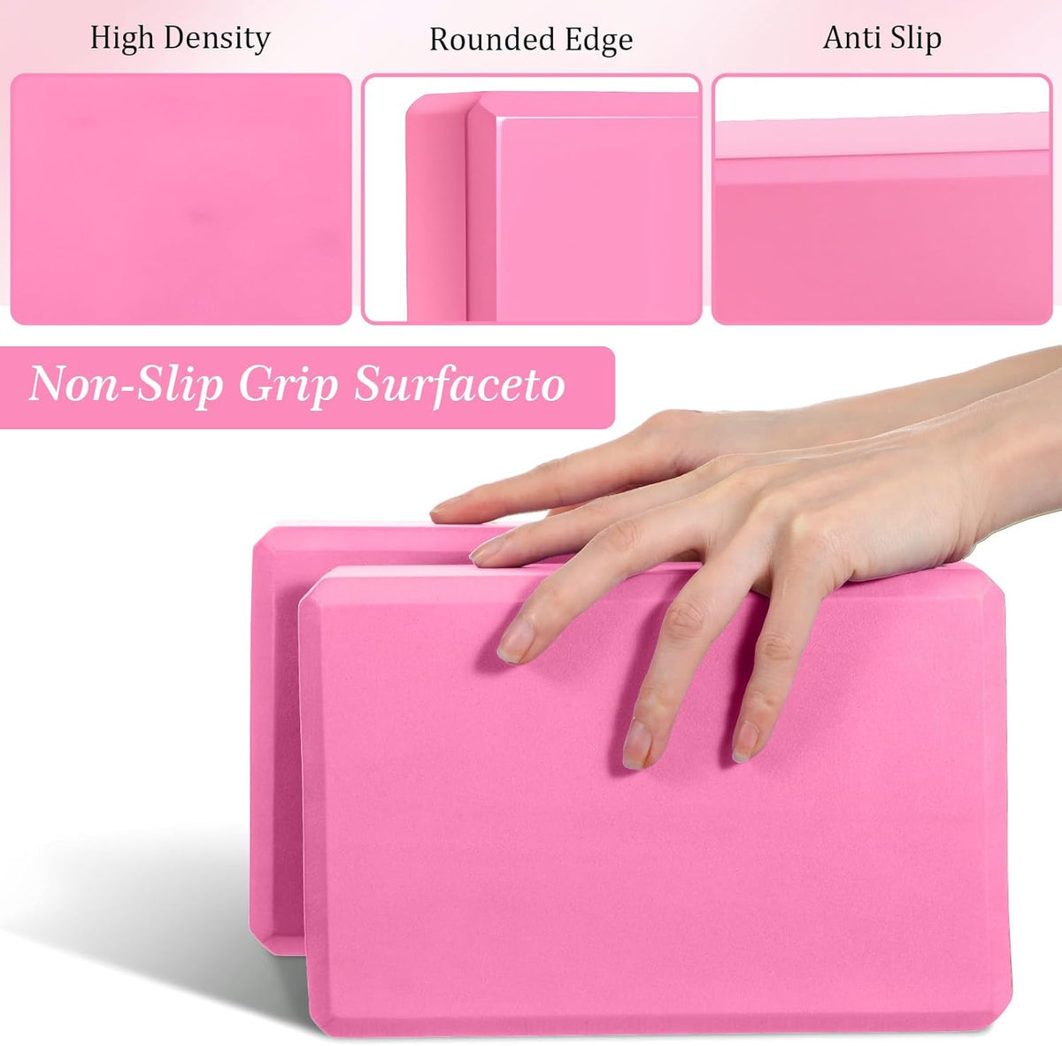 4 Pcs Yoga Blocks 9 x 6 x 3.15 Inch Eva Foam Lightweight Non Slip Yoga Props Firm and Supportive for Yoga Pilates Stretching Meditation