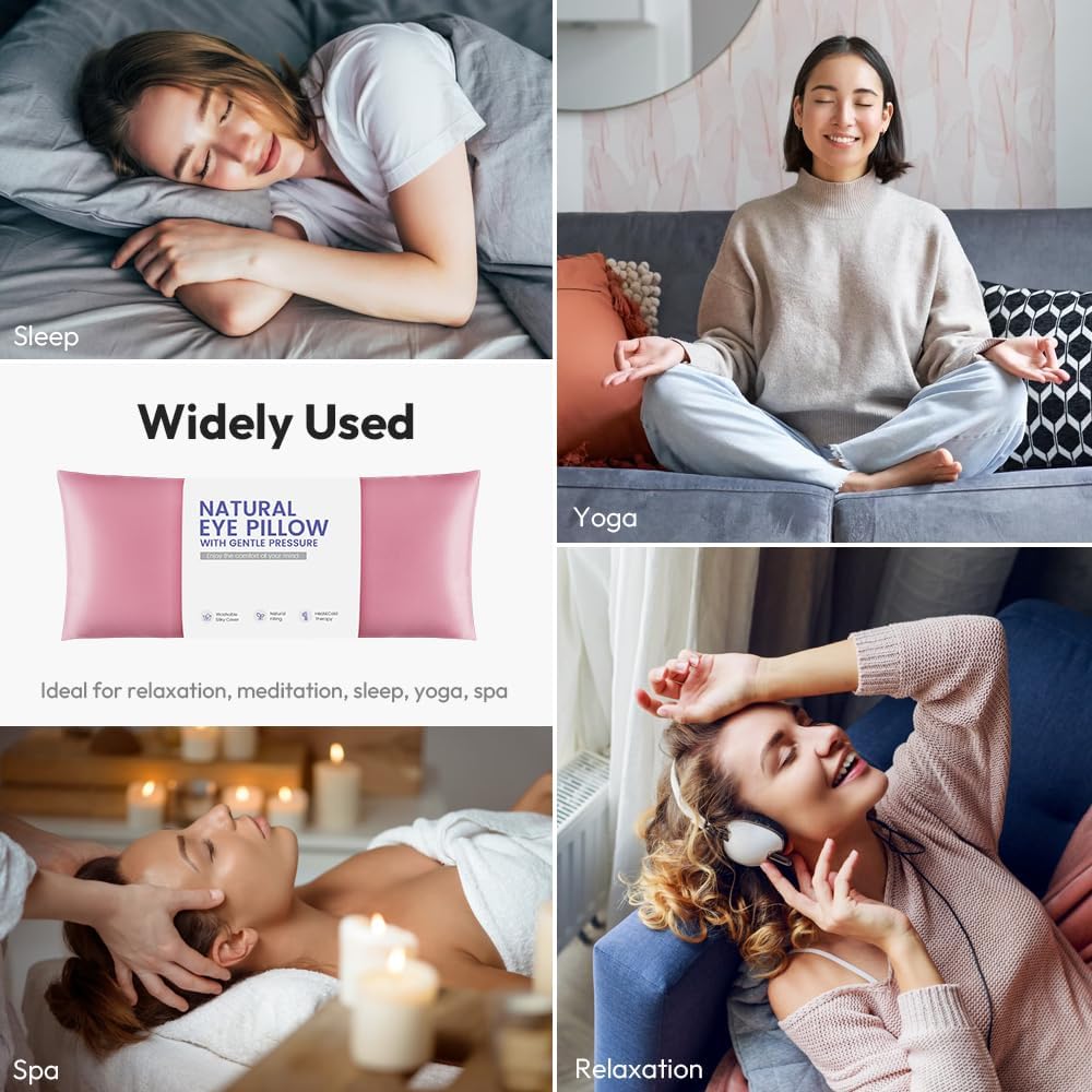 Weighted Eye Pillow for Yoga, Moist Heat Mask for Dry Eyes(Pink)