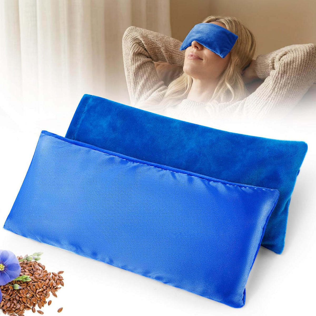 Weighted Eye Pillow for Yoga, Moist Heat Mask for Dry Eyes(Pink)