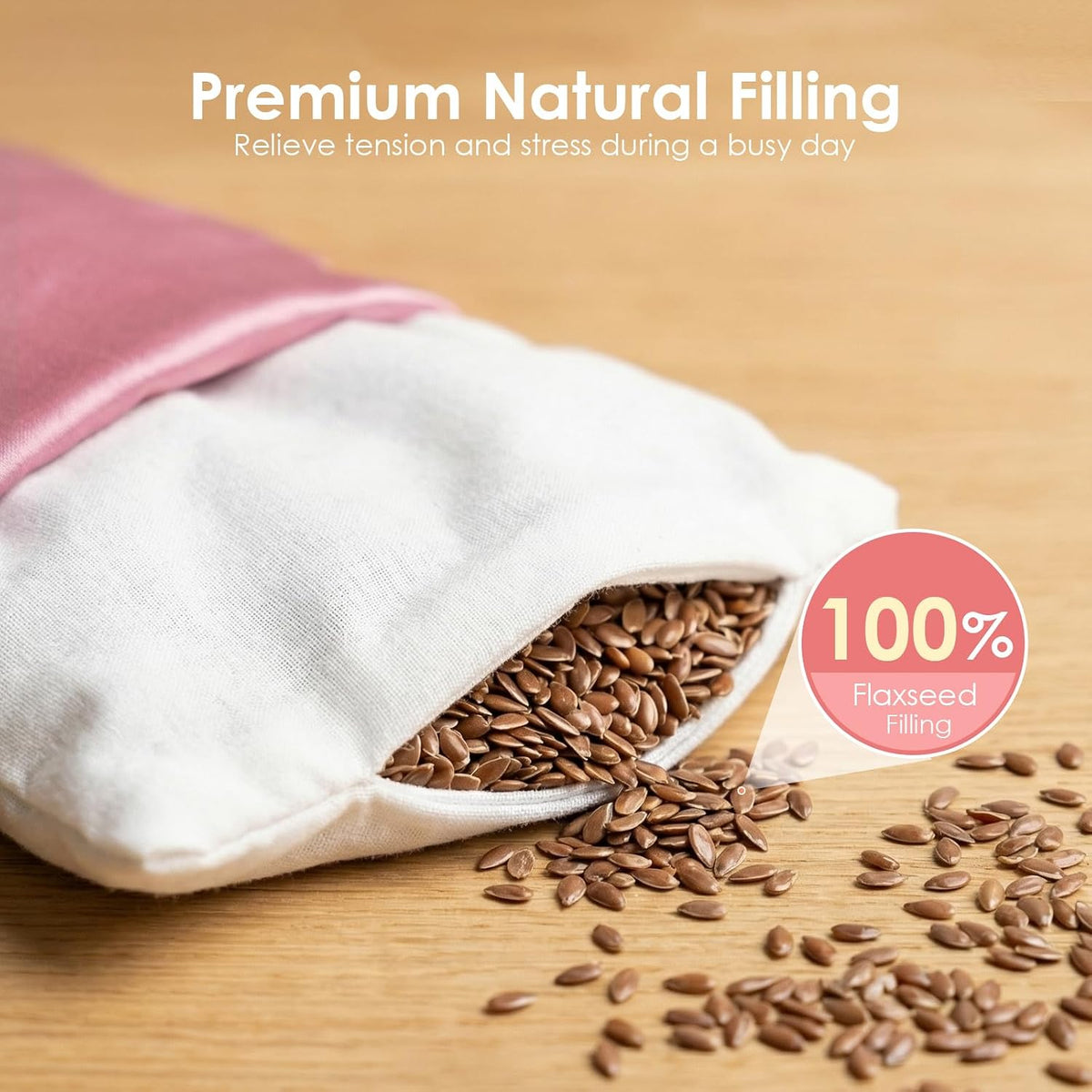 Weighted Eye Pillow for Yoga, Moist Heat Mask for Dry Eyes(Pink)
