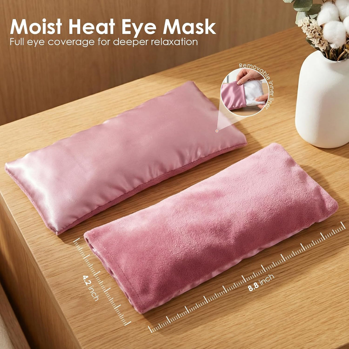 Weighted Eye Pillow for Yoga, Moist Heat Mask for Dry Eyes(Pink)