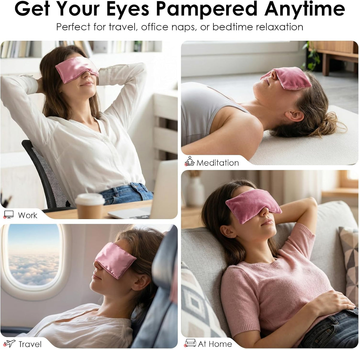 Weighted Eye Pillow for Yoga, Moist Heat Mask for Dry Eyes(Pink)