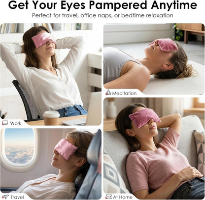 Weighted Eye Pillow for Yoga, Moist Heat Mask for Dry Eyes(Pink)