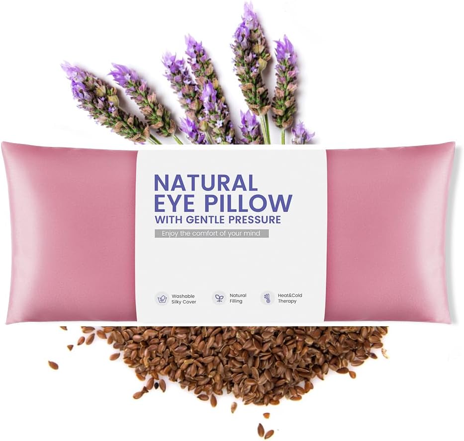 Weighted Eye Pillow for Yoga, Moist Heat Mask for Dry Eyes(Pink)