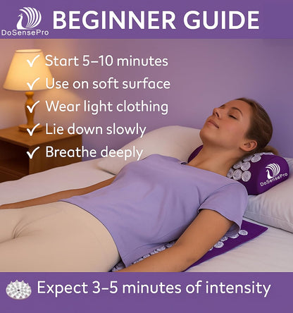 Acupressure Mat & Pillow Set, 4-in-1, 29", Hot/Cold Pack, Purple