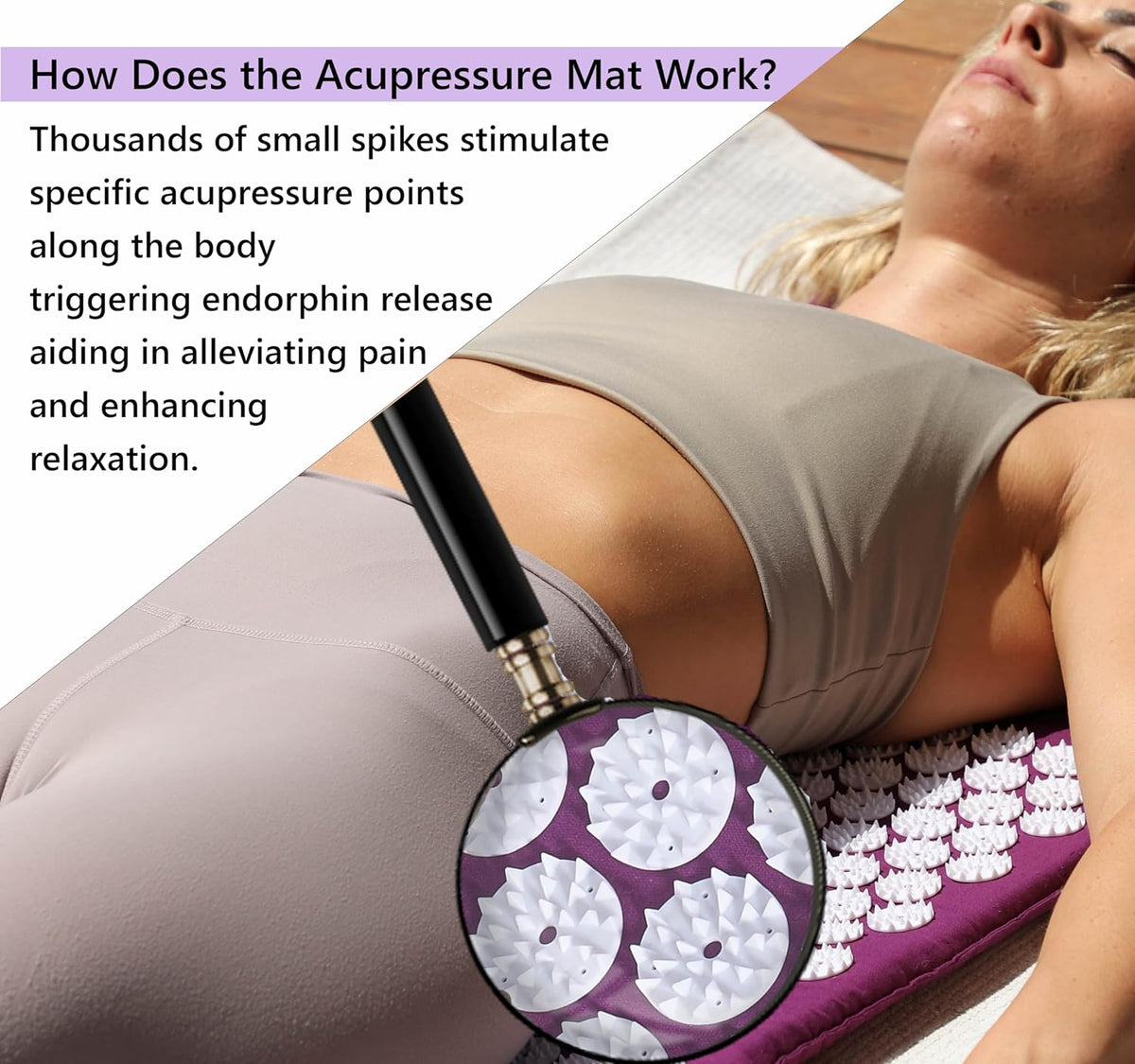 Acupressure Mat & Pillow Set, 4-in-1, 29", Hot/Cold Pack, Purple