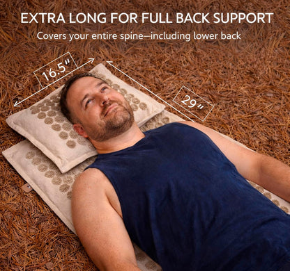 Acupressure Mat & Pillow Set, 4-in-1, 29", Hot/Cold Pack, Purple