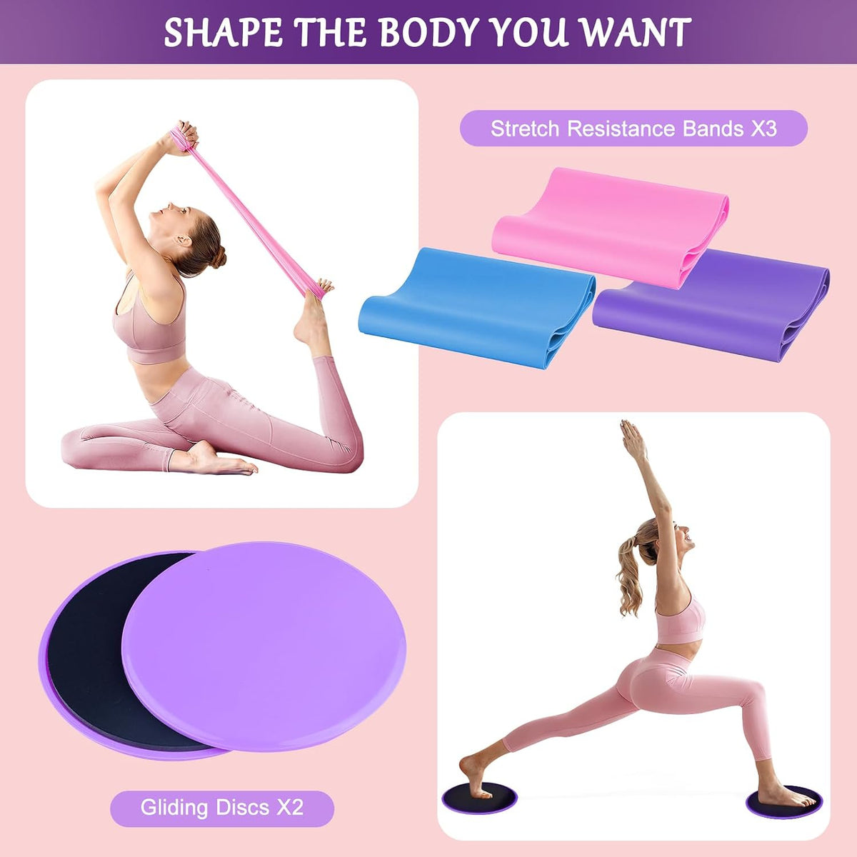 Home Pilates Kit for Women, Pilates Ring Set, Pilates Equipment Kit for Women Home Workouts, Pilates Essentials Kit with Pilates Ring and Ball, Resistance Bands for Strength, Toning, Flexibility