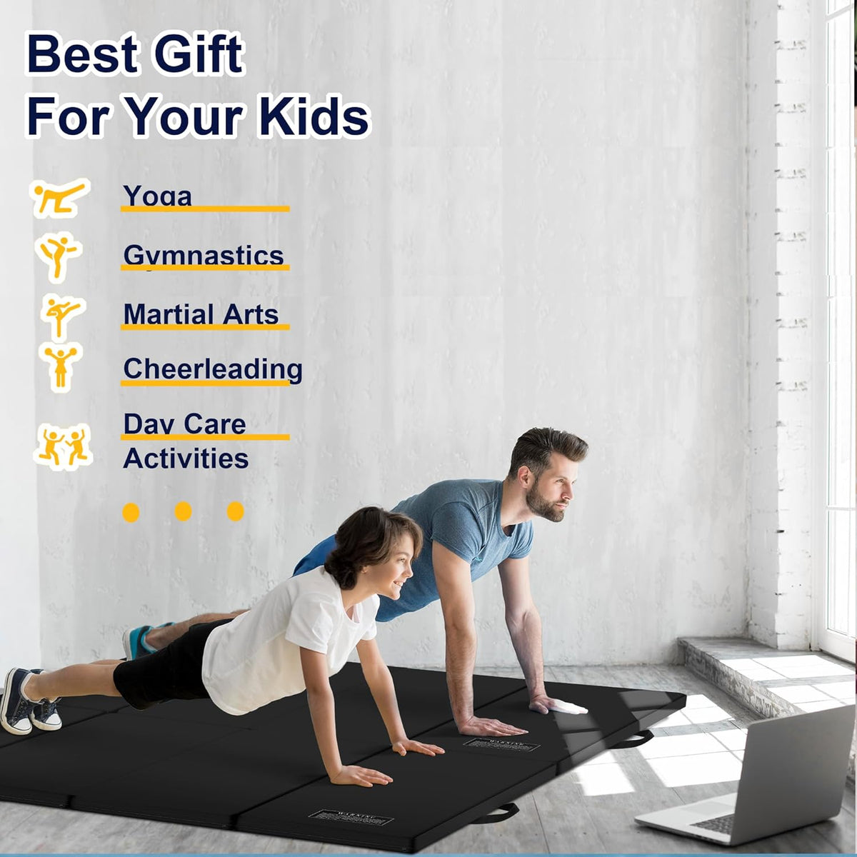 3'x6'x2 Thick Folding Gymnastics Exercise Mat Aerobics Stretching Yoga Mats