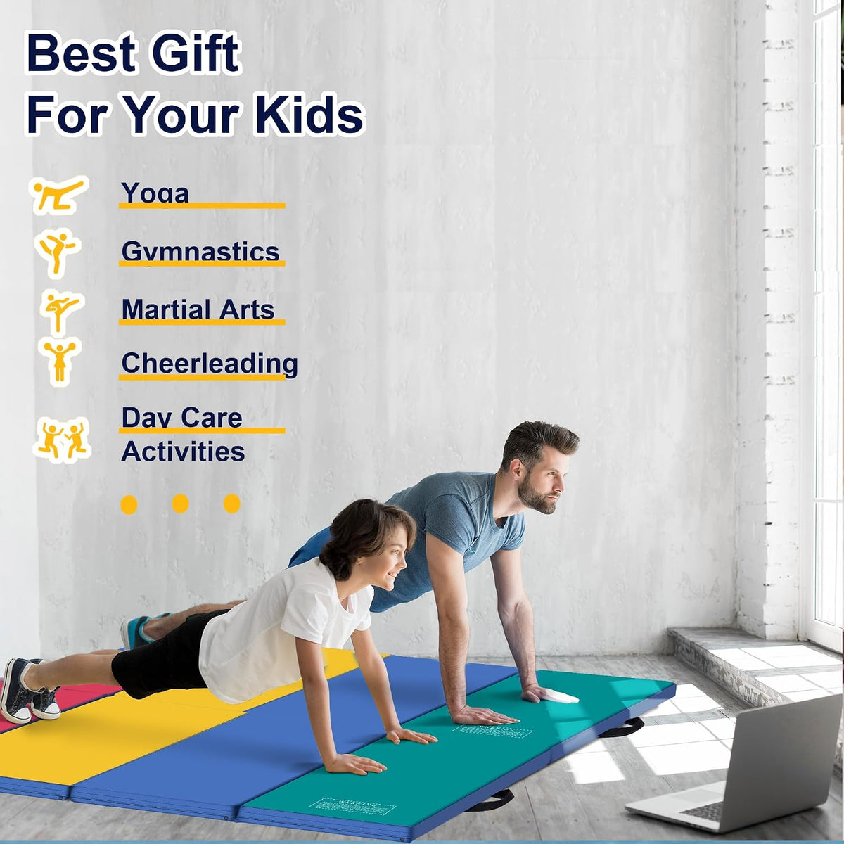 3'x6'x2 Thick Folding Gymnastics Exercise Mat Aerobics Stretching Yoga Mats