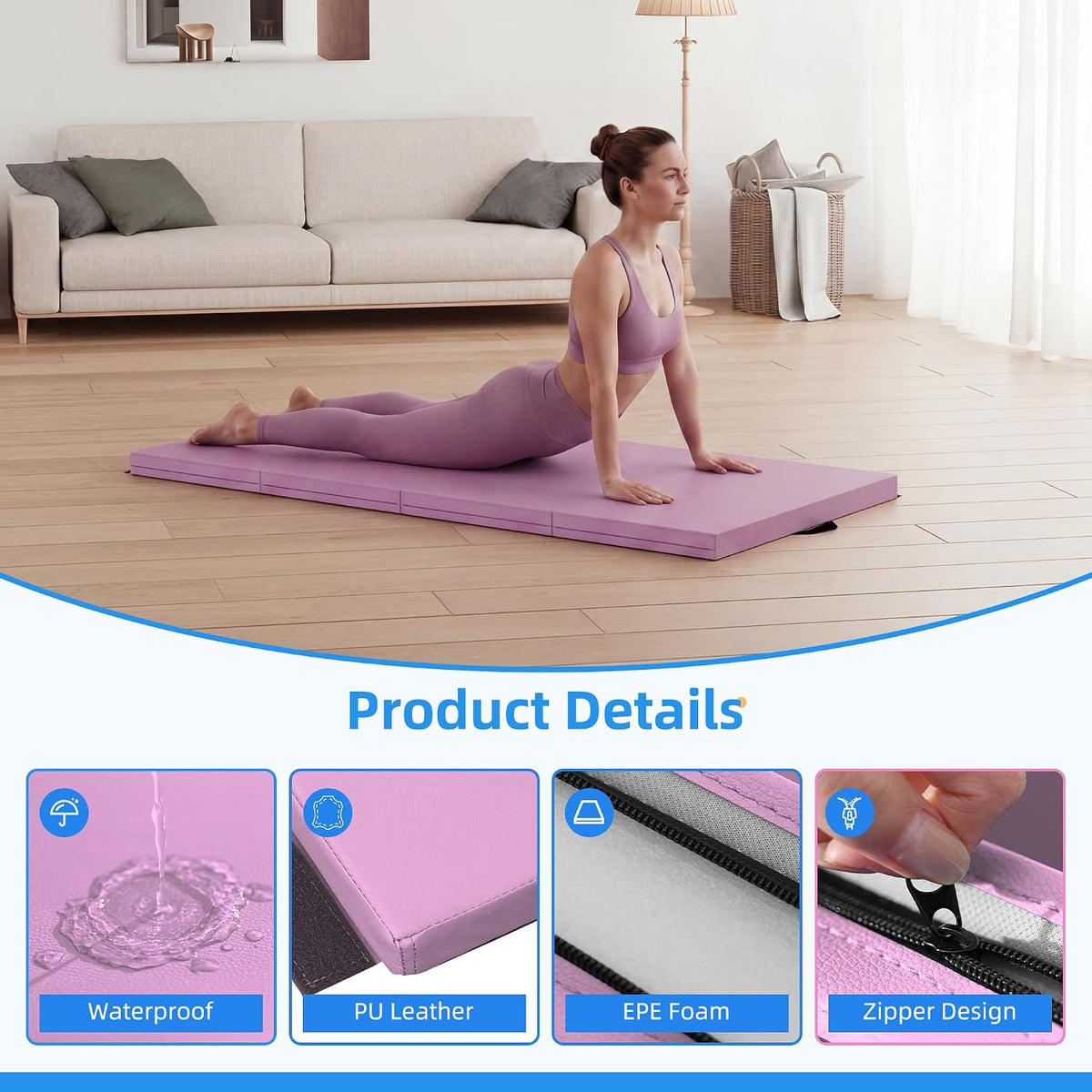 3'x6'x2 Thick Folding Gymnastics Exercise Mat Aerobics Stretching Yoga Mats