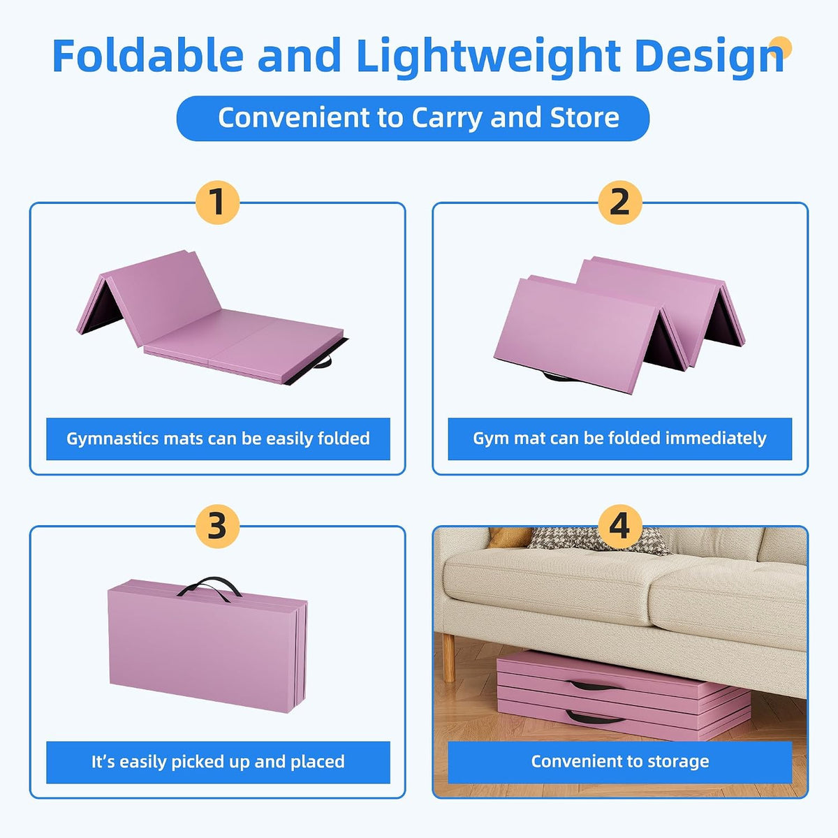 3'x6'x2 Thick Folding Gymnastics Exercise Mat Aerobics Stretching Yoga Mats