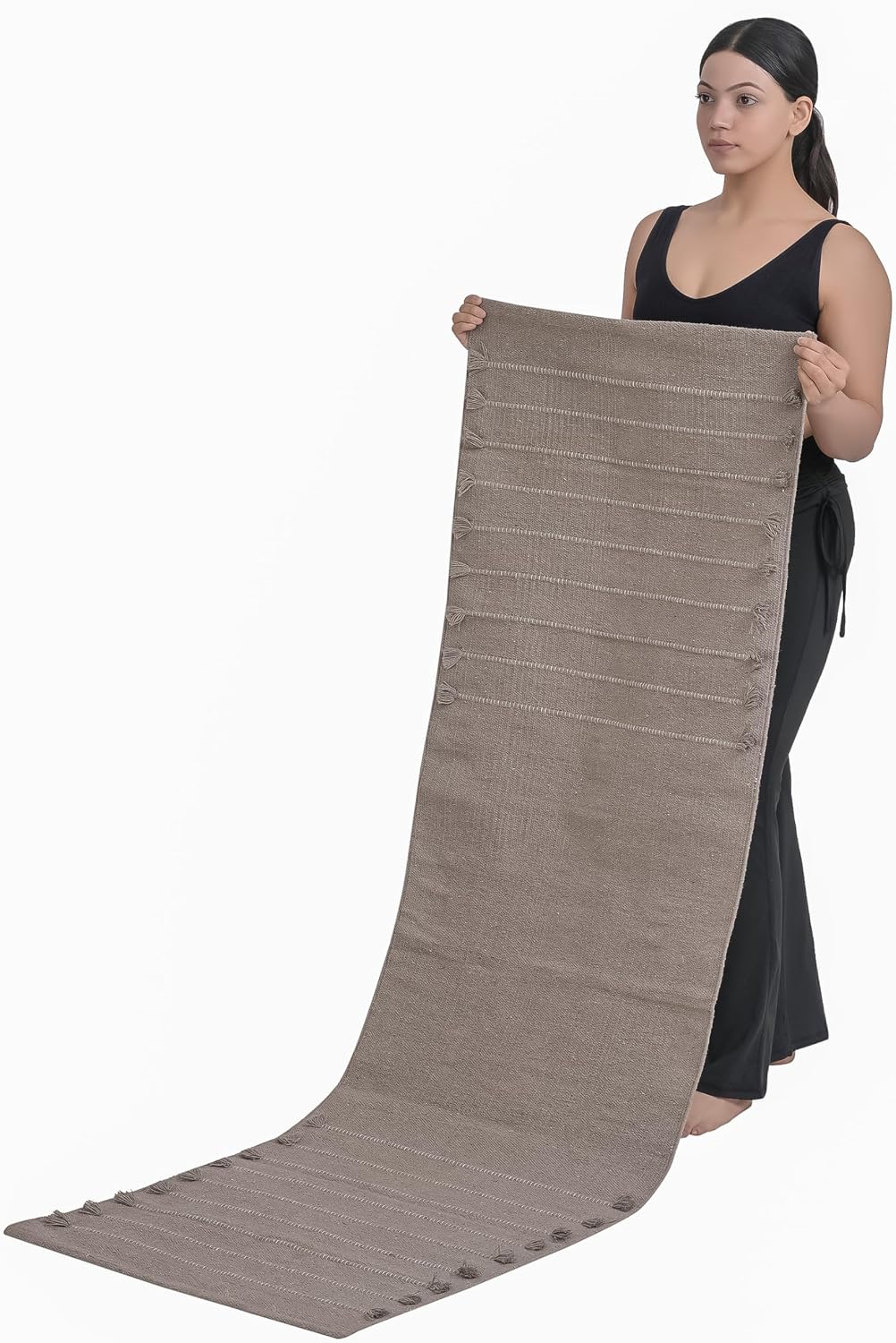 Handmade Organic Cotton Yoga Mat Cotton Exercise Rug – Handwoven, Absorbent & Hand Washable Fitness Mat Ideal for Yoga, Workouts and Meditation