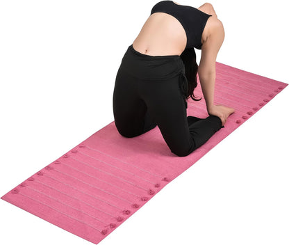 Handmade Organic Cotton Yoga Mat Cotton Exercise Rug – Handwoven, Absorbent & Hand Washable Fitness Mat Ideal for Yoga, Workouts and Meditation