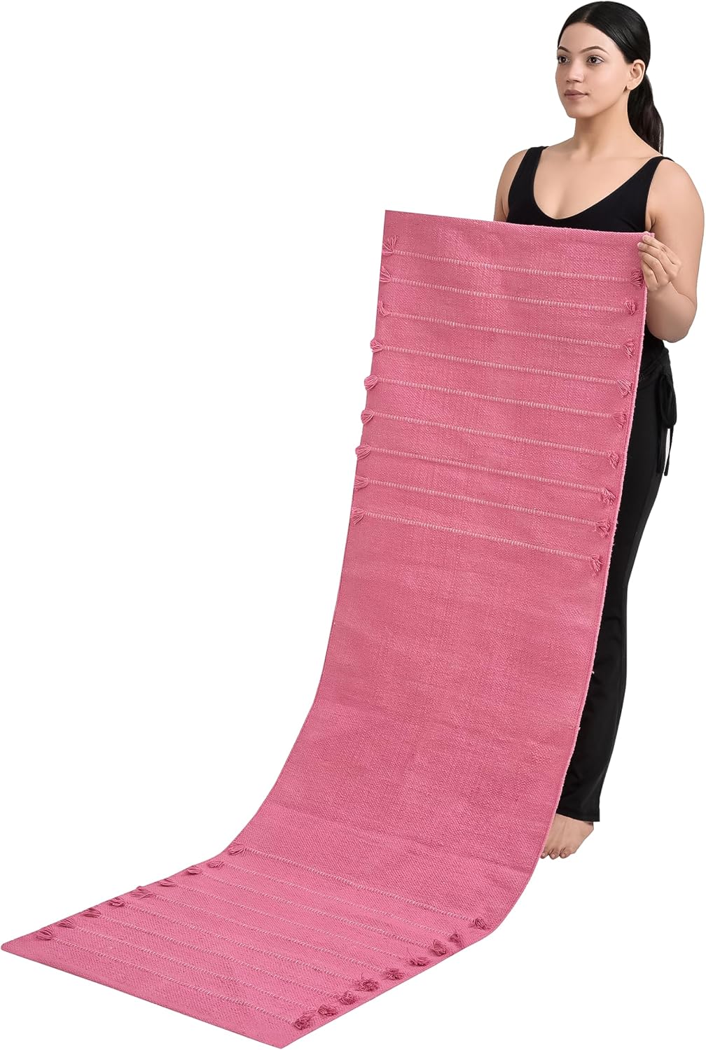 Handmade Organic Cotton Yoga Mat Cotton Exercise Rug – Handwoven, Absorbent & Hand Washable Fitness Mat Ideal for Yoga, Workouts and Meditation
