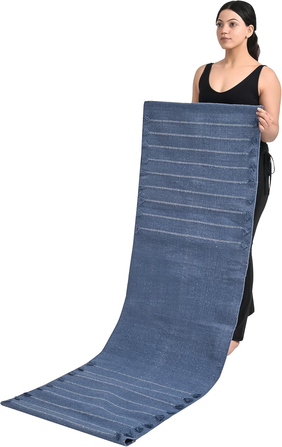 Handmade Organic Cotton Yoga Mat Cotton Exercise Rug – Handwoven, Absorbent & Hand Washable Fitness Mat Ideal for Yoga, Workouts and Meditation