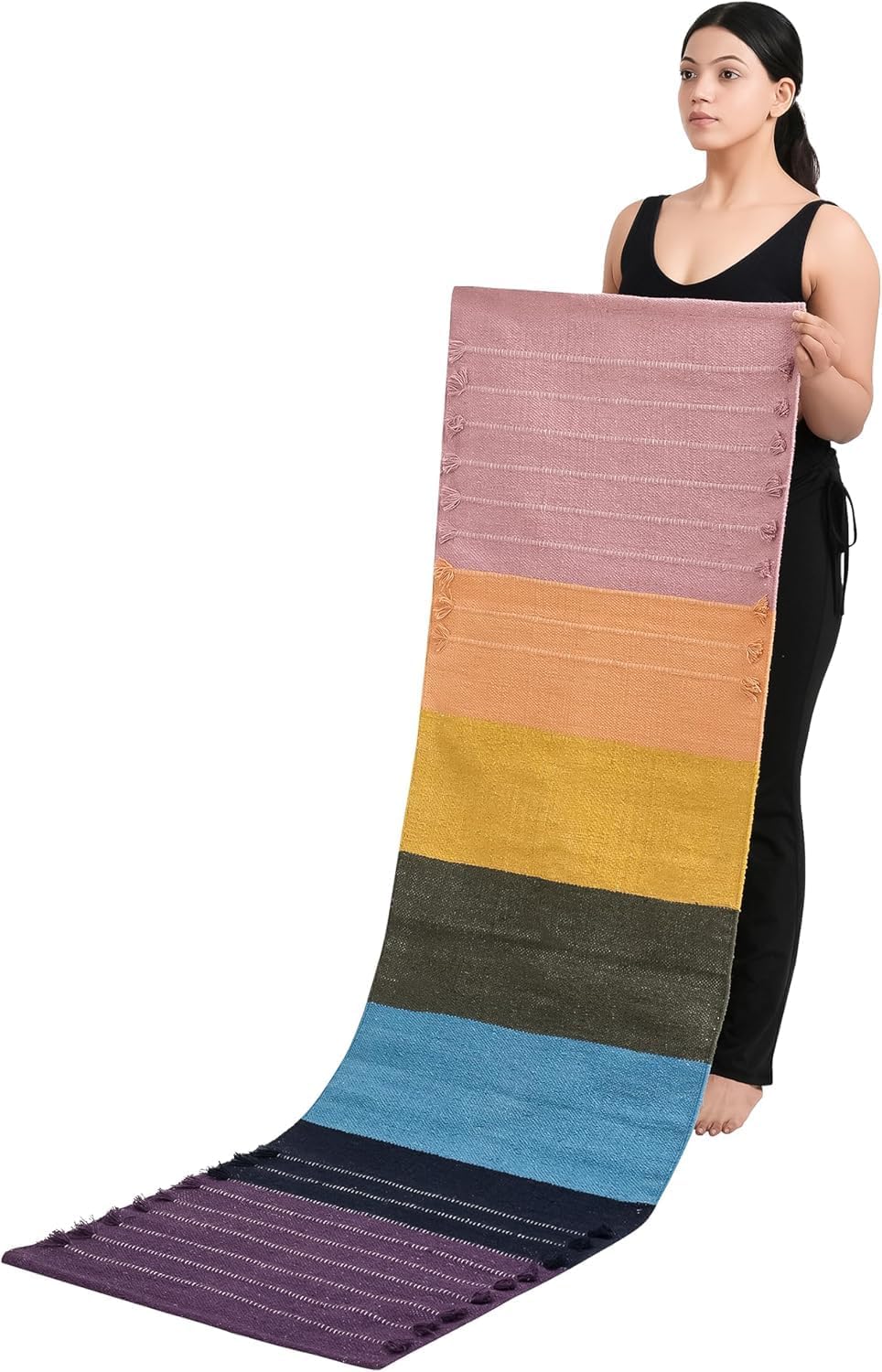 Handmade Organic Cotton Yoga Mat Cotton Exercise Rug – Handwoven, Absorbent & Hand Washable Fitness Mat Ideal for Yoga, Workouts and Meditation