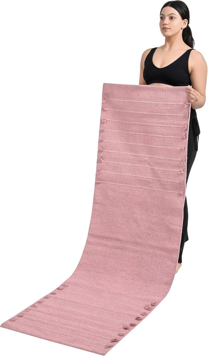 Handmade Organic Cotton Yoga Mat Cotton Exercise Rug – Handwoven, Absorbent & Hand Washable Fitness Mat Ideal for Yoga, Workouts and Meditation