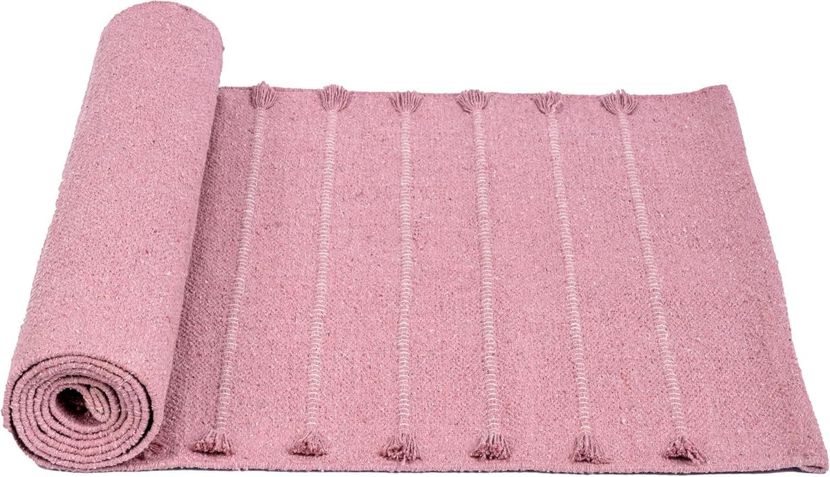 Handmade Organic Cotton Yoga Mat Cotton Exercise Rug – Handwoven, Absorbent & Hand Washable Fitness Mat Ideal for Yoga, Workouts and Meditation