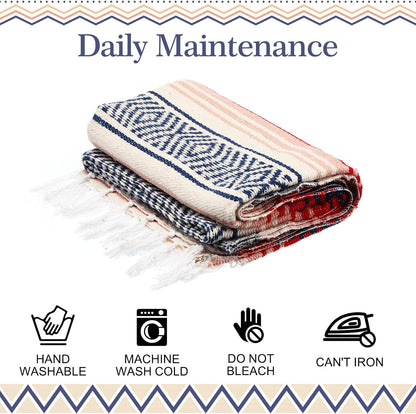 9 Pcs Mexican Yoga Blanket Striped Falsa, 45x70,Bright Colors