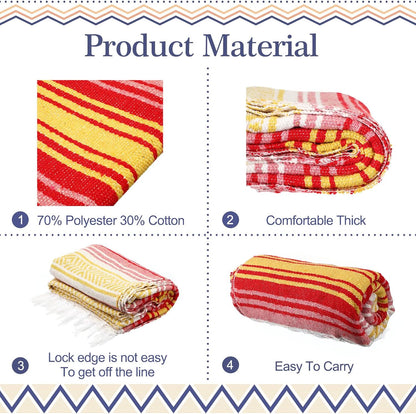 9 Pcs Mexican Yoga Blanket Striped Falsa, 45x70,Bright Colors
