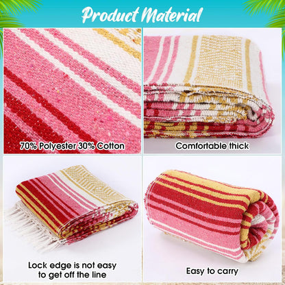 9 Pcs Mexican Yoga Blanket Striped Falsa, 45x70,Bright Colors