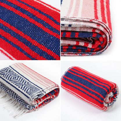 9 Pcs Mexican Yoga Blanket Striped Falsa, 45x70,Bright Colors